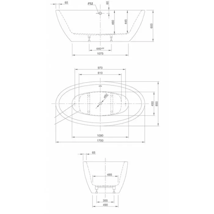 Ванна акриловая Knief Loom XS 170x85 см (0100-058)
