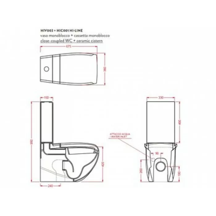 Унитаз-компакт Artceram Hi-Line (HIV003 01;50) white glossy/black bicolor