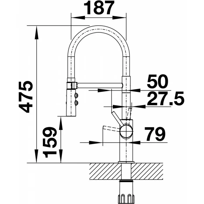 Смеситель кухонный Blanco  CATRIS-S Flexo UltraResist нерж сталь 525792