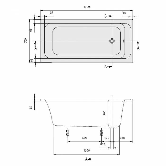 Ванна акриловая Villeroy&Boch Architectura UBA157ARA2V-01