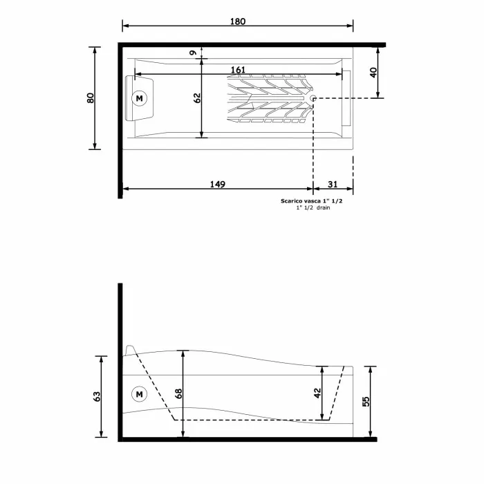 Gruppo Treesse Spider Ванна 180x80x68 см