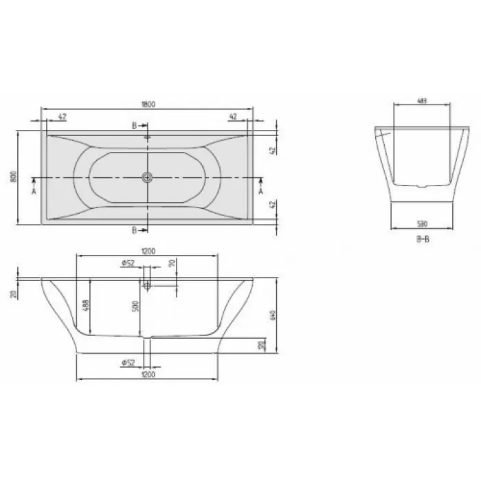 Ванна квариловая Villeroy&Boch La Belle UBQ180LAB2PDT1V-01 + панель + сифон