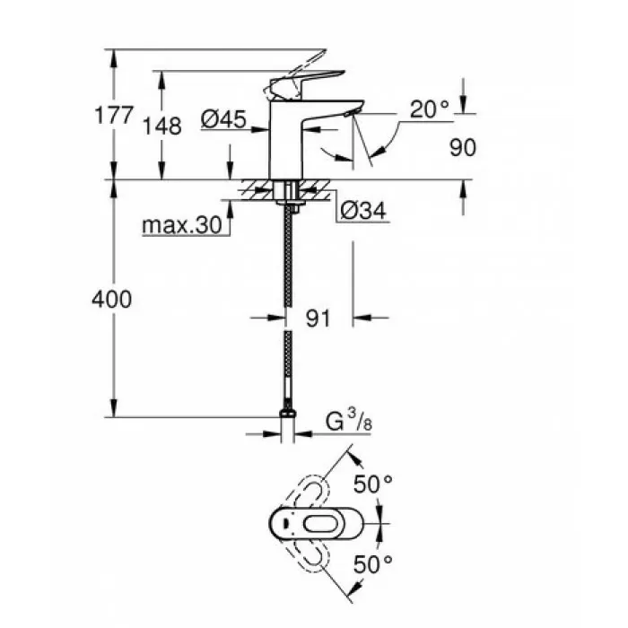 Смеситель для раковины Grohe Bau Loop S-Size 23337000