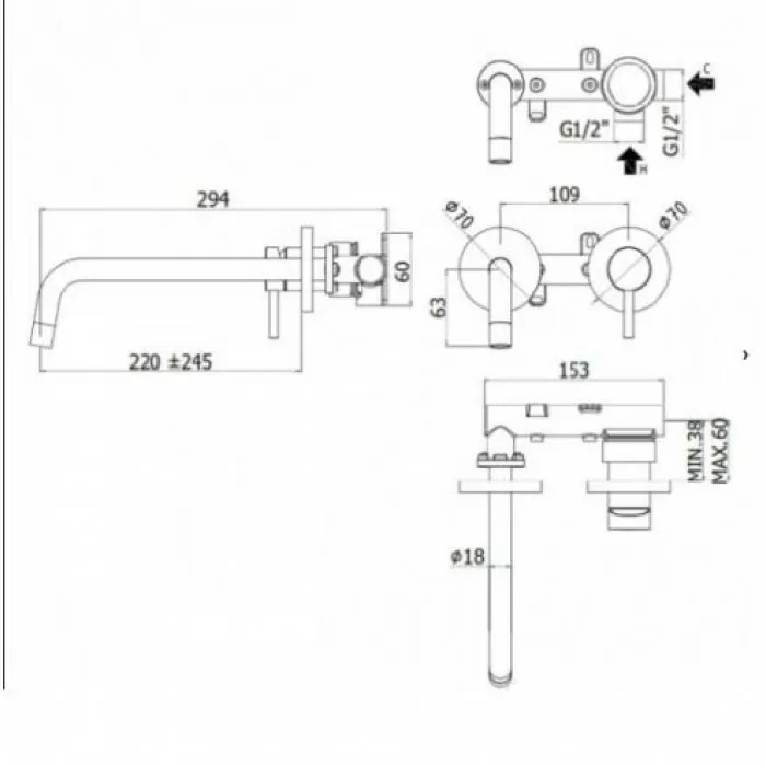 Смеситель для раковины Paffoni Light LIG103NO/M