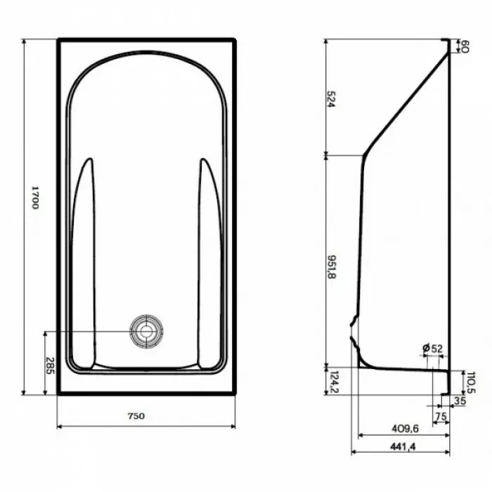 Ванна акриловая Kolo COMFORT Plus XWP1471000 170x75 с ручками