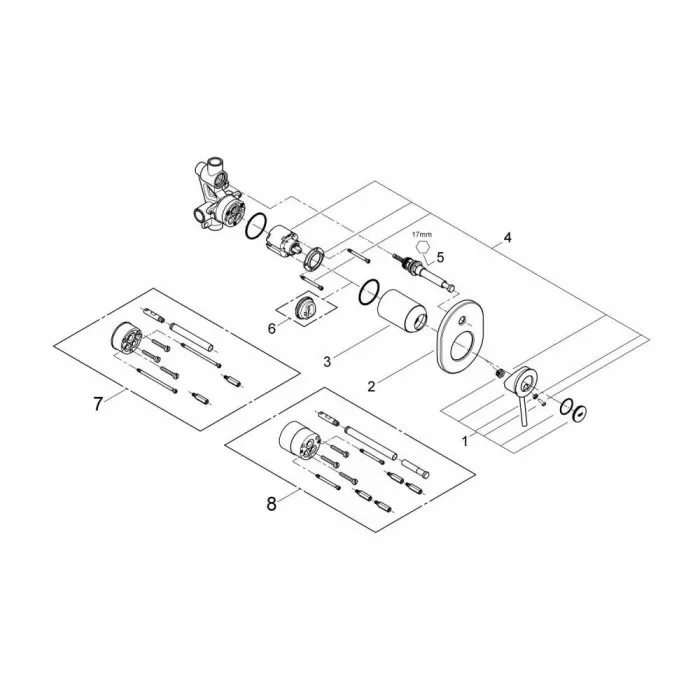 Grohe BauClassic Смеситель однорычажный для ванны скрытый монтаж (29047000)