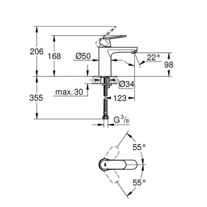 Смеситель для раковины Grohe Eurosmart cosmopolitan M-Size 23327000