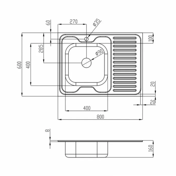 Кухонная мойка Imperial 6080-L Satin (IMP6080L06SAT)