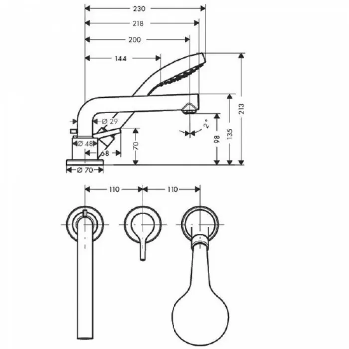 Смеситель для ванны Hansgrohe Talis S 72416000