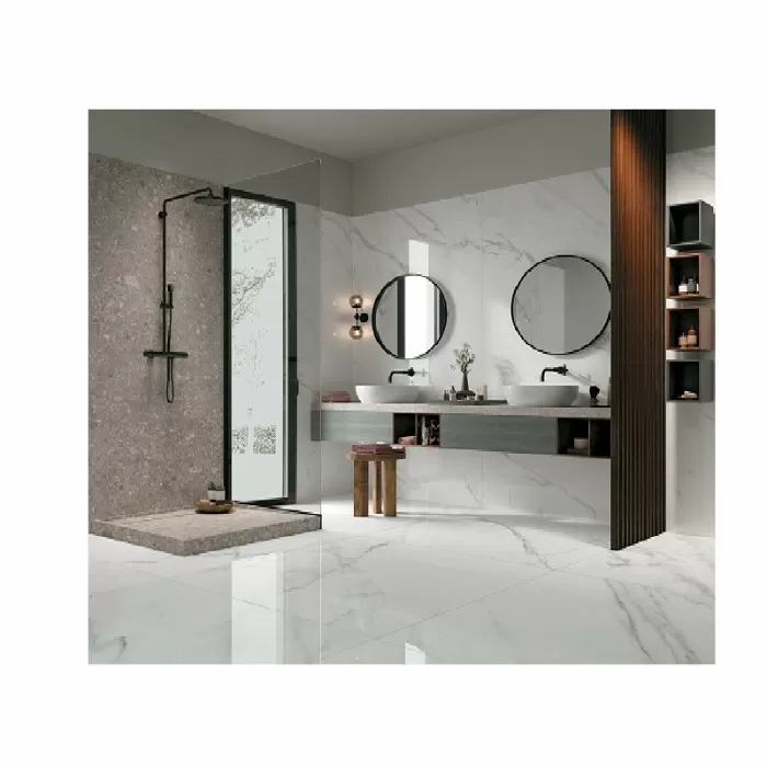 Керамогранит Плитка MIRAGE BIANCO STATUARIO JW 01 LUC SQ 6×2780×1200 под мрамор