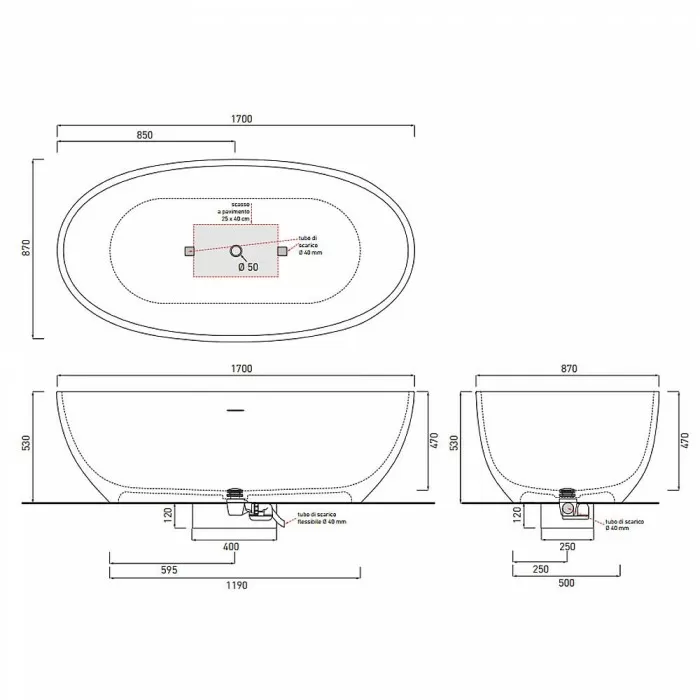 Ванна отдельно стоящая Cielo Shui Comfort 170*87 см
