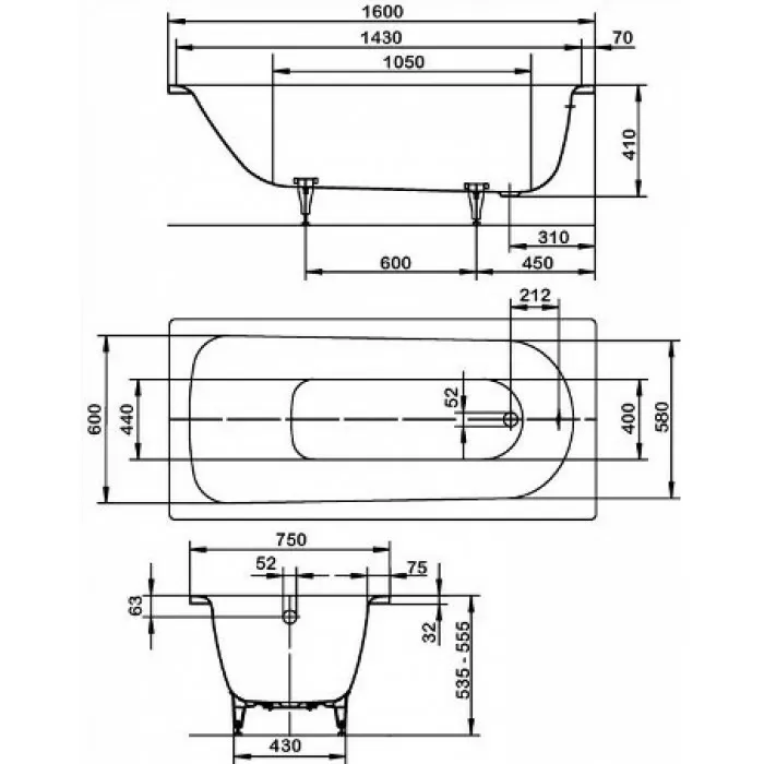 Kaldewei Saniform Plus 160x75 (112500010001)