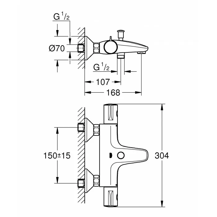 Grohe Grohtherm 800 Термостат для ванны реверсный (34564000)
