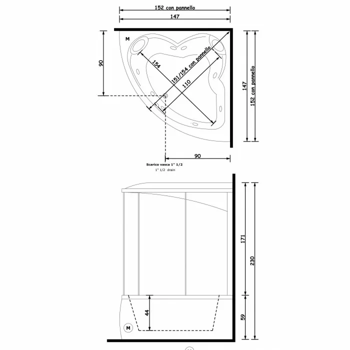 Gruppo Treesse Dafne Box Ванна 150x150xh234 см