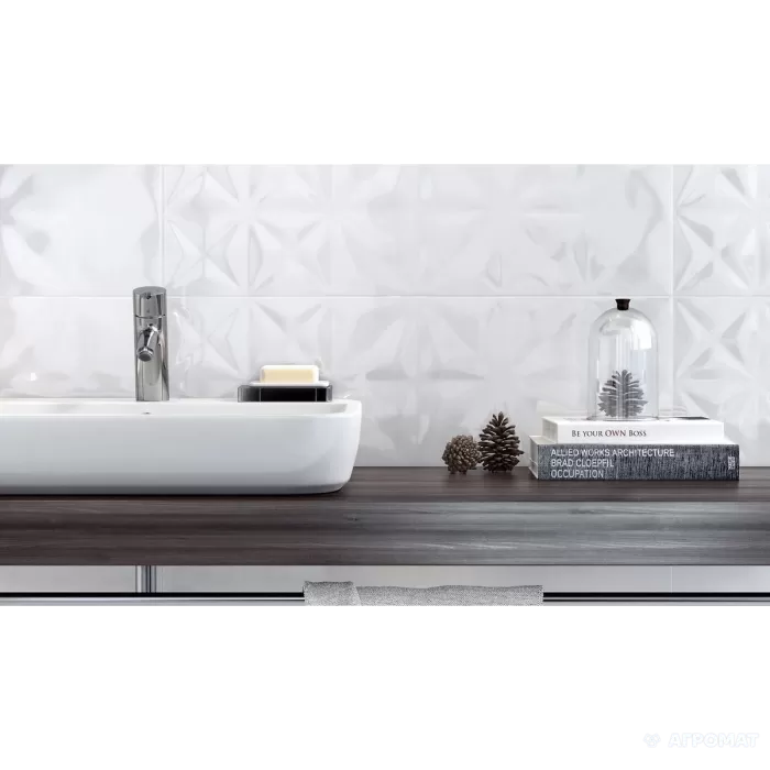 Плитка Opoczno White Magic WHITE GLOSSY SQUARES STRUCTURE 10×750×250