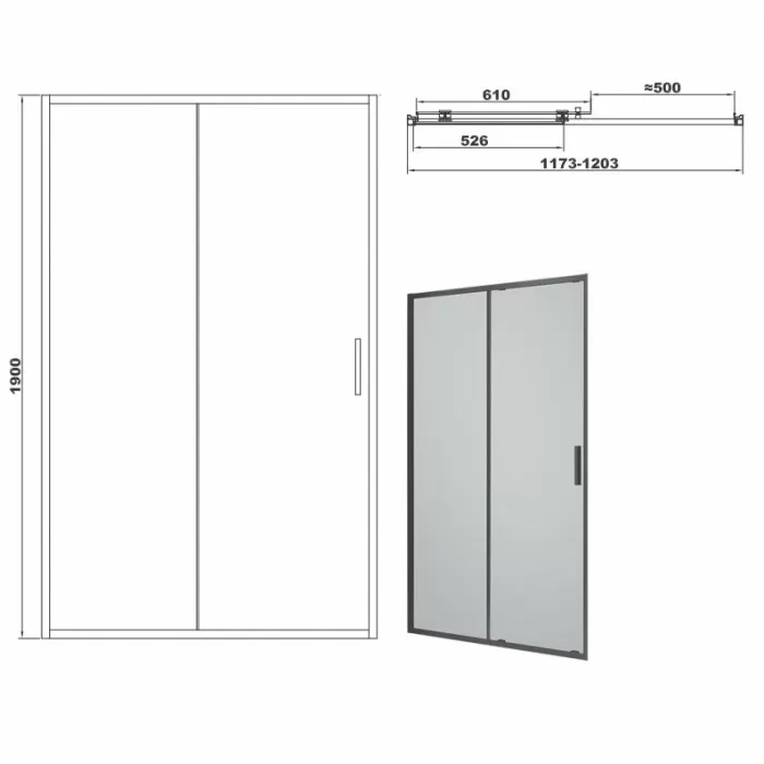 DEVIT FEN3540B ART Душевые двери 120, черный матовый, без поддона, стекло прозрачное