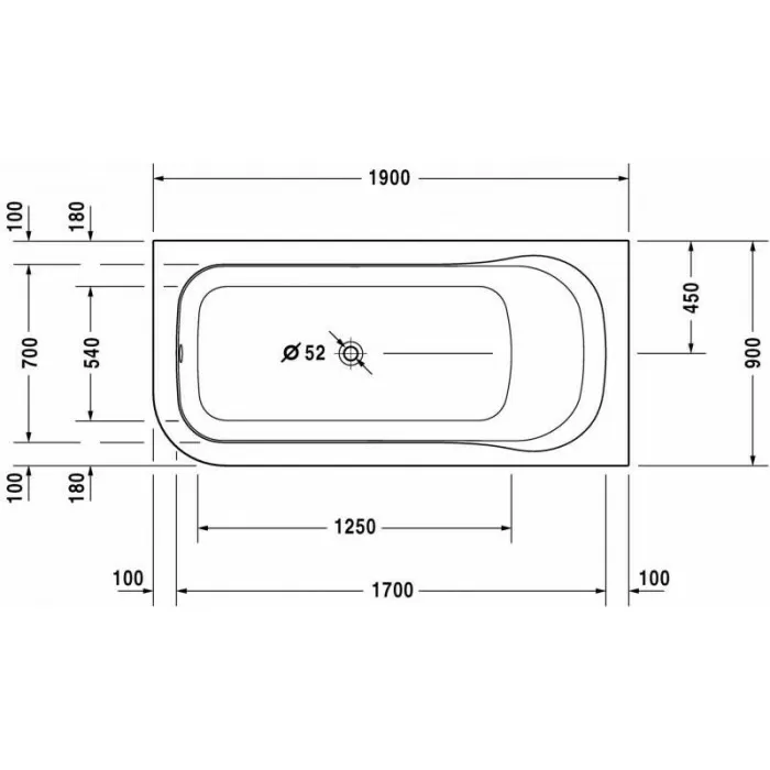 Esplanade ванна асимметричная 190 см 700282000000000 в интернет-магазине «Estet Room»