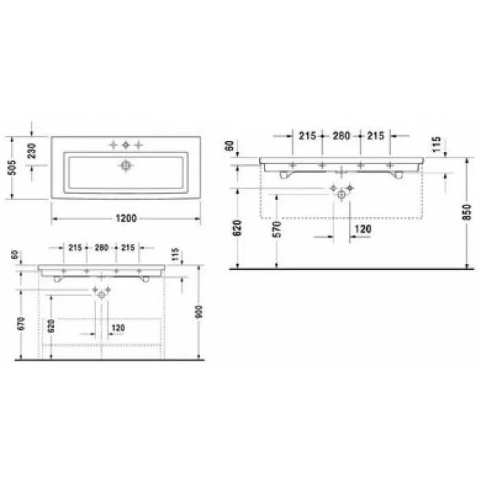 Плитка керамогранит Керамическая раковина 120 см Duravit 2nd floor 0491120000 для пола