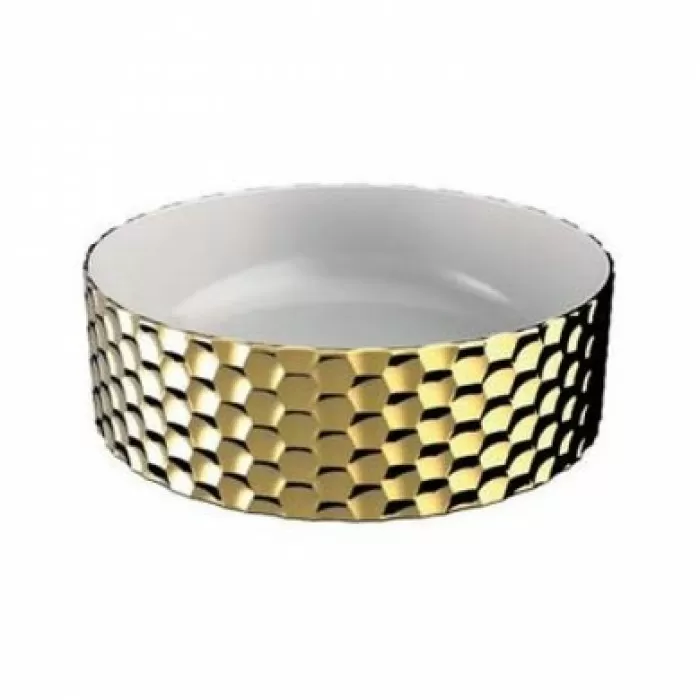 Керамическая раковина 40 см Artceram Esagono, white glossy/gold bicolor (OSL013 01;56) Керамическая раковина 40 см Artceram Esagono, white glossy/gold bicolor (OSL013 01;56)