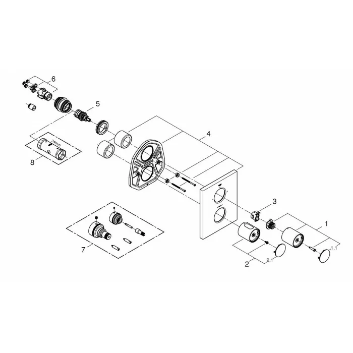 Grohe Grohtherm F Панель термостата со встроенным переключателем на 2 положения (27618000)
