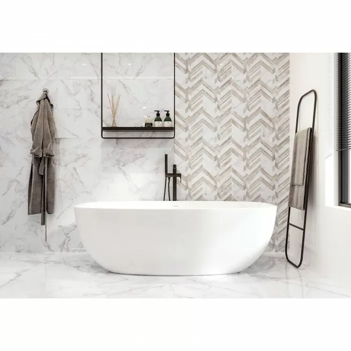 Плитка GOLDEN TILE MARMO BIANCO Chevron G70151 под мрамор
