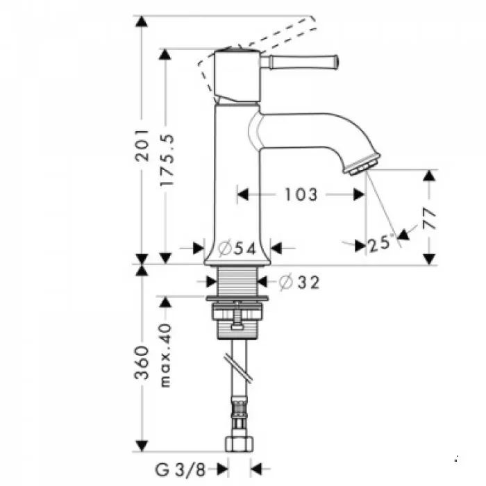 Смеситель для раковины Hansgrohe Talis Classic 14118000 без донного клапана
