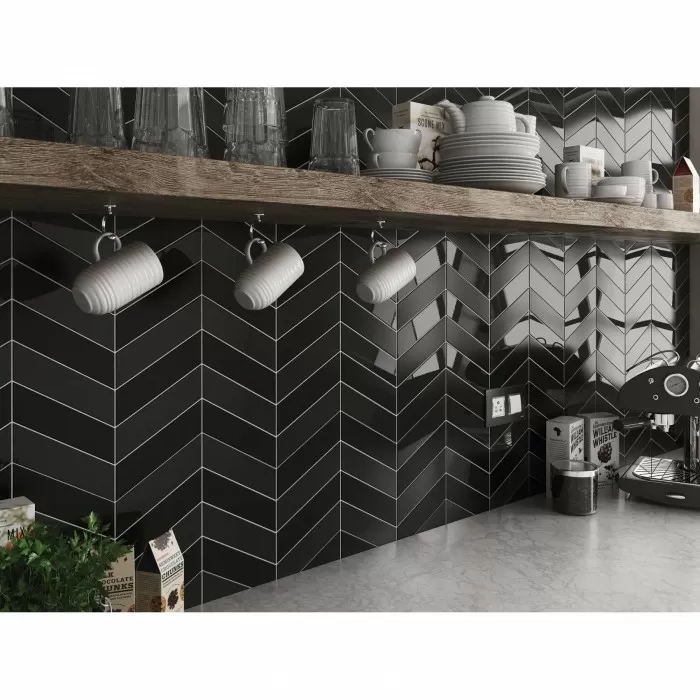 Плитка EQUIPE CERAMICAS 23366 CHEVRON WALL BLACK right