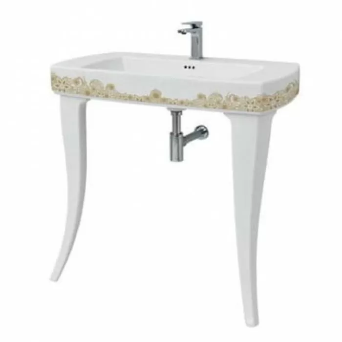 Керамическая раковина 91,5 см Artceram Jazz, white glossy/gold (JZL001 01;15) Керамическая раковина 91,5 см Artceram Jazz, white glossy/gold (JZL001 01;15)