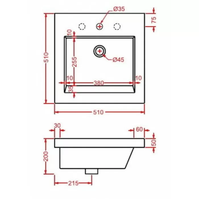 Керамическая раковина 51 см Artceram Gap, white glossy (GPL005 01; 00)