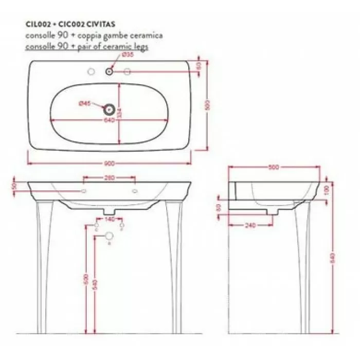 Керамическая раковина 90 см Artceram Civitas, green acquarello (CIL002 35; 00)