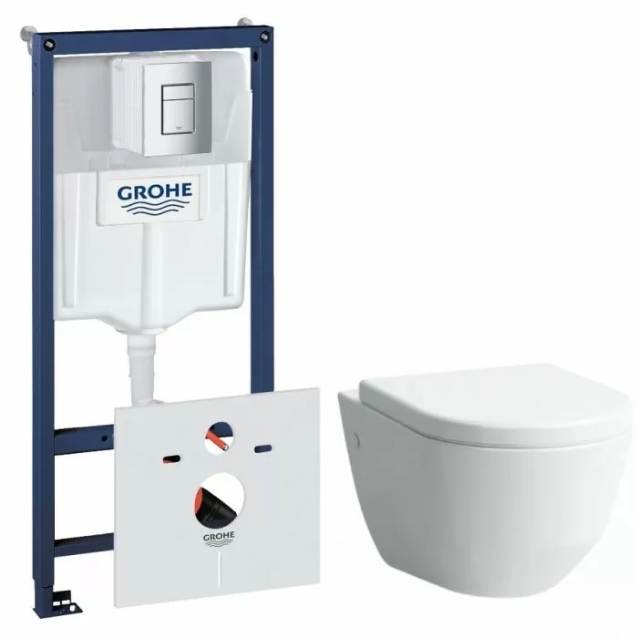 Комплект инсталляция Grohe Rapid SL 38772001 с подвесным унитазом LAUFEN PRO Rimless H820966 и сидением slow-closing и кнопкой смыва Комплект инсталляция Grohe Rapid SL 38772001 с подвесным унитазом LAUFEN PRO Rimless H820966 и сидением slow-closing и кнопкой смыва
