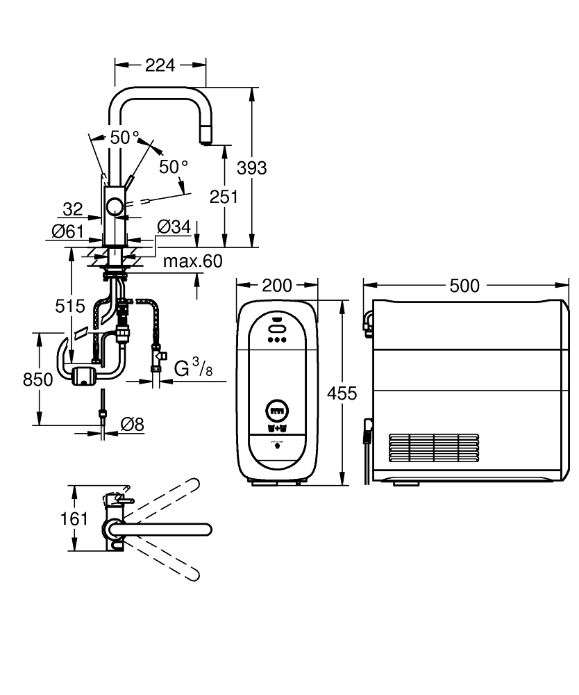 ЧертежGrohe Eurostyle cosmopolitan (33975002)