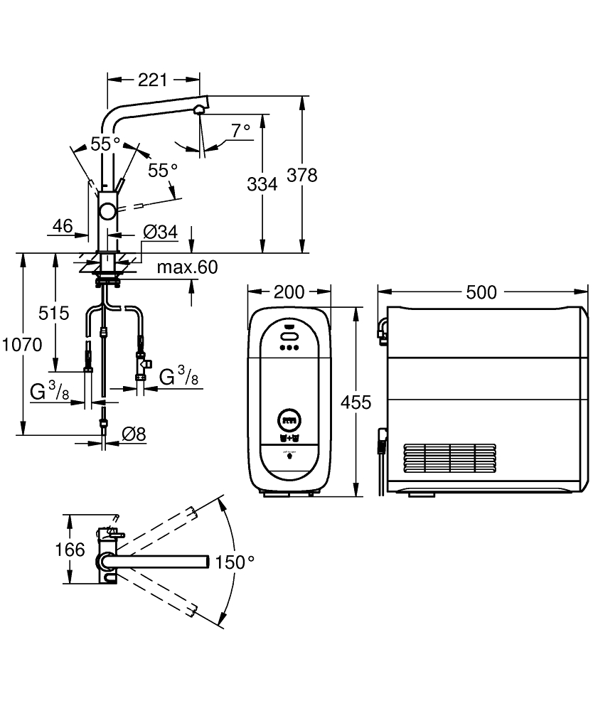 ЧертежGrohe Eurostyle cosmopolitan (33975002)