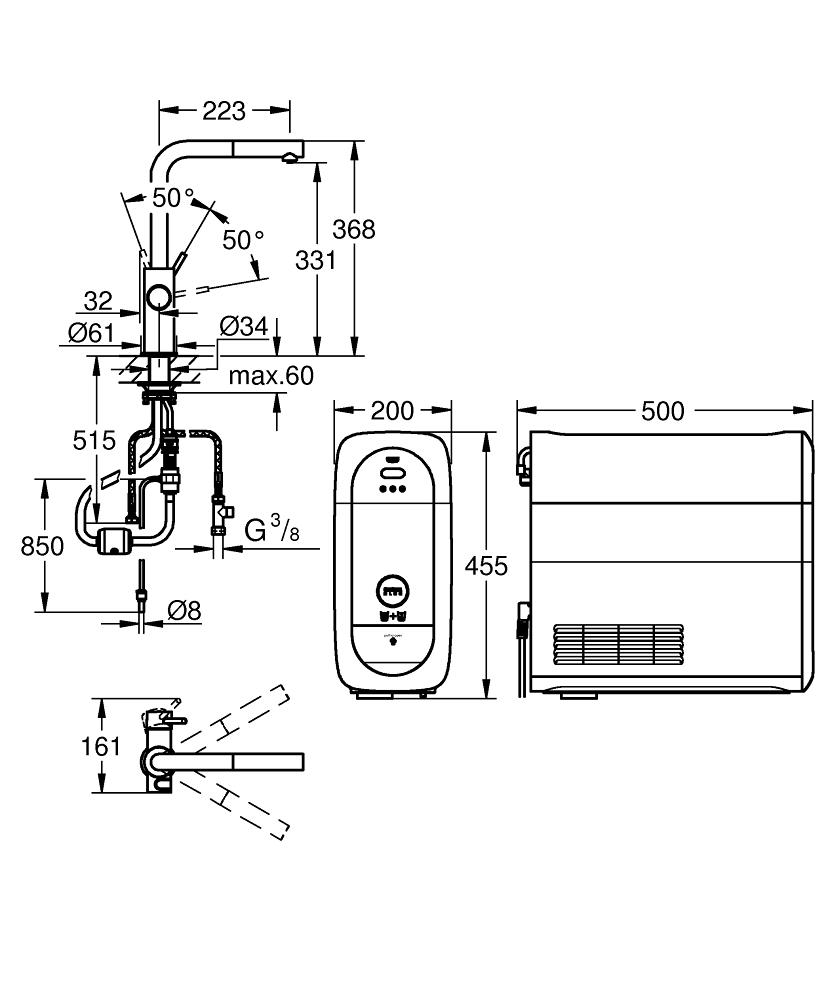 ЧертежGrohe Eurostyle cosmopolitan (33975002)