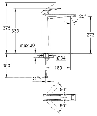 ЧертежGrohe Allure Brilliant (23114000)