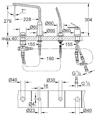 ЧертежGrohe Veris (19373000)