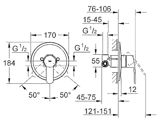 ЧертежGrohe Eurostyle cosmopolitan (33635002)