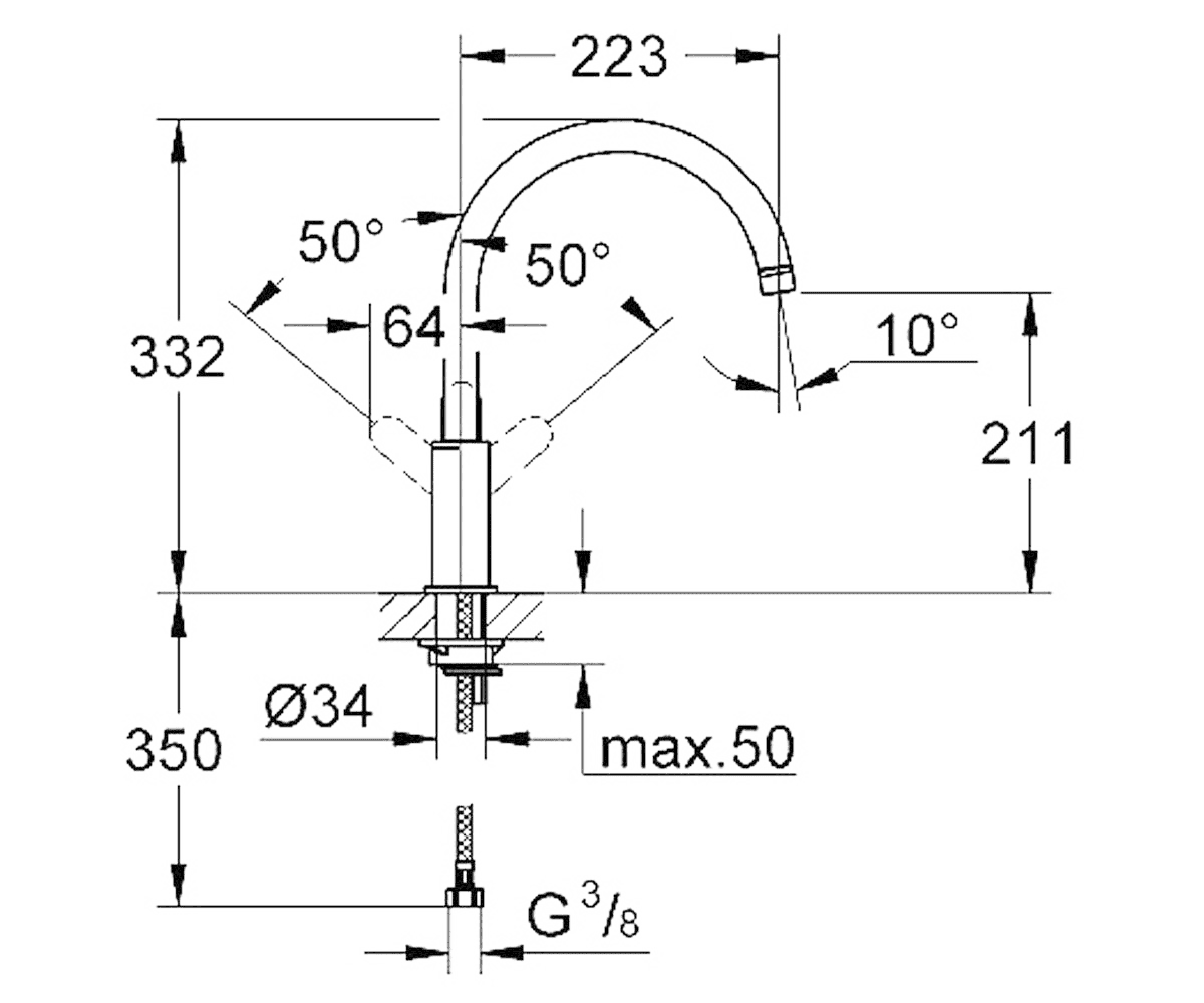 ЧертежGrohe Bau Edge (31367000)